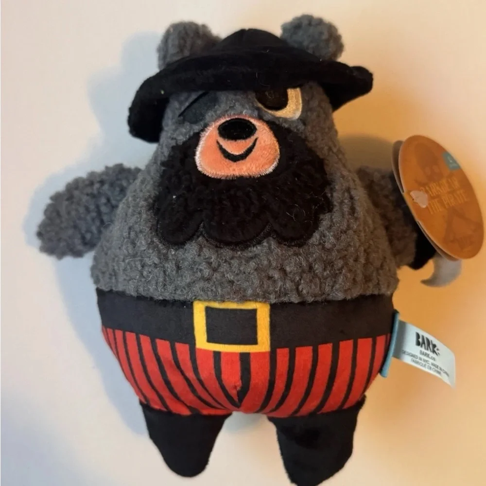 BARK BOX Dog Toy‎ BARKBEAR THE PIRATE Plush Large 50+ LB Crinkle Squeak